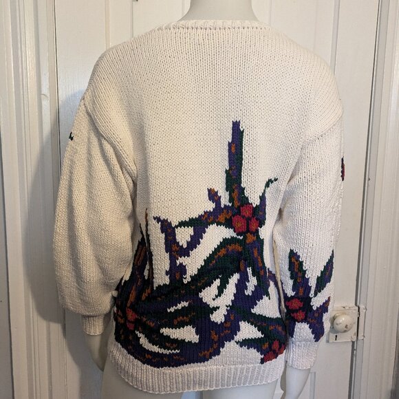 Sweater vintage knit, flower design, - Picture 2 of 9